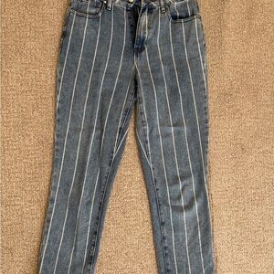 PacSun Blue and White Striped Straight Leg Jeans